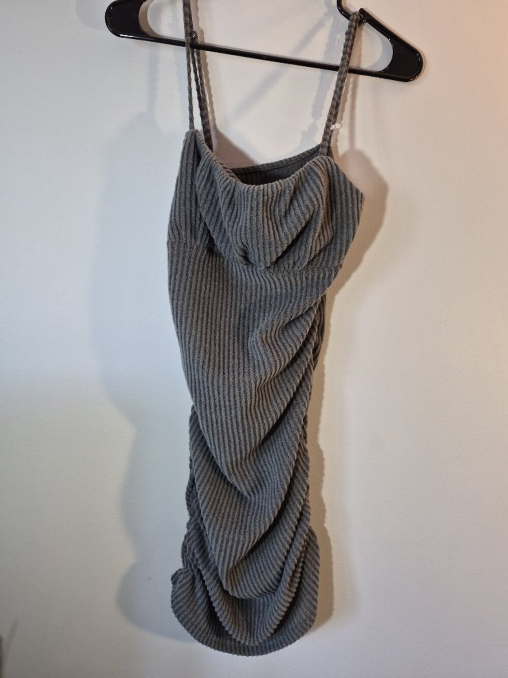 SHEIN Ribbed Knit Dress (M) – Soft Grey, Super Cute & Comfy